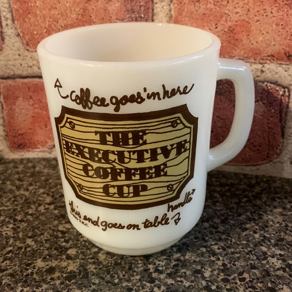 Vintage Anchor Hocking The Executive Coffee Cup Milk Glass Mug
